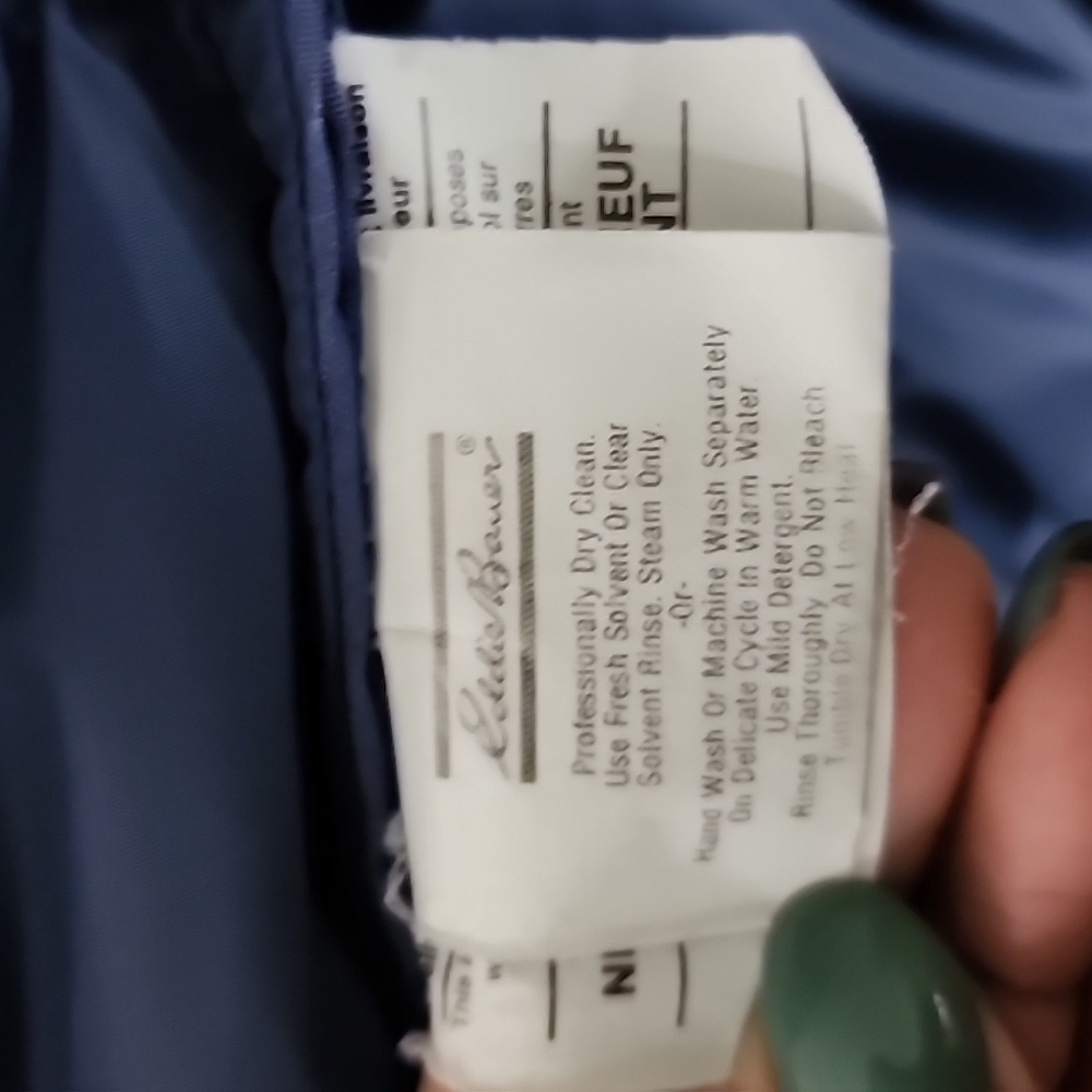 Vintage Eddie Bauer Goose Down Made in USA Quilted Puffer Jacket Blue Sz M TALL - Picture 15 of 17